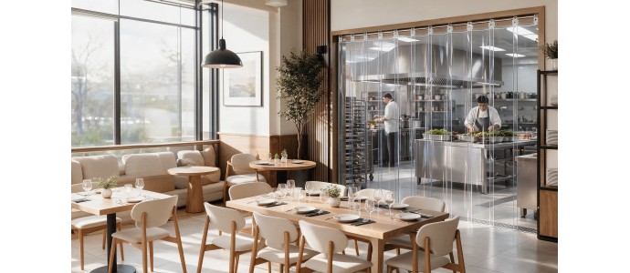 Cortinas de lamas de PVC para restaurantes, una solución flexible
